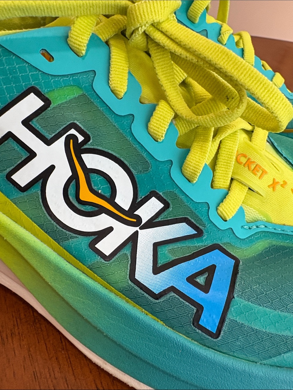 Hoka Women’s Teal & Lime Performance Running Sneakers - Picture 11 of 13